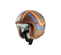 Casco jet Premier Vintage Platinum ED. BOS EX BM 22.06 in fibra Marrone Arancione Rosso Blu L
