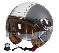 Casco jet retrò, casco jet 3/4 con visiera, mezzo casco da motociclista in stile vintage, certificato ECE, unisex E,M(55-56CM)
