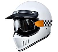 Casco Jet Retrò Da Moto Per Donna E Uomo, Caschi Integrali Vintage Con Occhiali, Casco Mezzo Aperto Per Moto Da Strada, Ciclomotore, Cruiser, Caschi Da Motocross, Omologato DOT/ECE. 1,L(55-57cm)