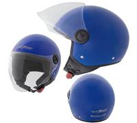Open Face Helmet Lid Motorbike Jet Scooter Quad Visor A-Pro Polished Blue L
