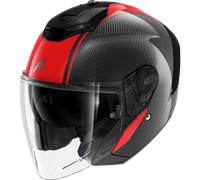 Shark RS Jet Carbon Skin Casco Jet, nero-rosso, taglia L per maschi