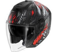 Shark RS Jet Carbon Shaytan Casco Jet, carbone-rosso, taglia XS per maschi
