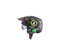 Casco Jet UFO Sheratan Trial con loghi grafici nero opaco