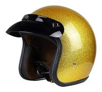 Casco Jet Vintage Caschi Cromwell Omologato ECE Rétro Modello Unisex Adatto A Tutti I Guidatori Di Veicoli A Due Ruote Per Spostamenti Urbani E Gite Fuori Città(Gold,M=(57~58cm))