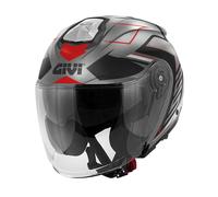 Casco Jet Givi X.25 TRACE Titanio opaco / Nero / Rosso Taglia:S