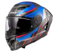casco ls2 ff807 dragon carbon trax - blu / rosso M