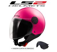 casco LS2 of558 sphere II SOLID Fluo Pink E22.06 con visiera corta fume' omaggio