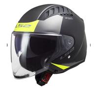 CASCO LS2 OF600 COPTER 2 URBANE NERO OPACO GIALLO H-V DOPPIA VISIERA ECE 22.06