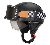 Casco Mezzo Da Motociclista Retrò Caschi Jet E Demi-Jet Omologato DOTECE Caschi Cromwell Retrò Elmetto Moto Avce Occhiali Aperto Casco Stile Tedesco Pr Adulti Uomini Donne W,L:59-60CM