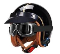 Casco Mezzo Moto 3/4 Bluetooth Caschi Jet E Demi-Jet Retrò Con Occhiali Aperto Casco Scodella Certificazione ECEDOT Caschi Cromwell Per Adulti Con Altoparlante E Microfono Z-3,M:57-58CM