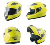 Casco Modulare Apribile Moto Touring Sport Visiera Parasole Giallo Fluo