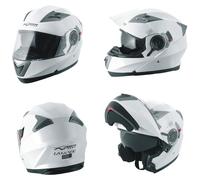 Casco Modulare Apribile Moto Touring Sport Visiera Parasole Bianco