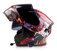 Casco Modulare Bluetooth Moto Integrat con Doppio Visiera Parasole Integrale, Casco Certificato ECE, Sistema di Comunicazione Interfono Integrato Radio FM Mp3 Integrato 3XL 55~66cm