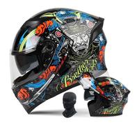 Casco Modulare Casco Pieghevole Casco Apribile Casco Flip Up ECE Certificato Caschi Modulari Apribili Interno Rimovibile Obiettivo Antinnebbia HD Uomini/Donne M-2XL 57-64CM