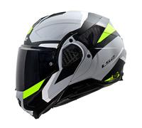 LS2, Casco Moto Modulare ADVANT II TRIPLE Light Grey H-V Yellow, XXL