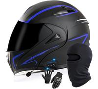 Casco Modulare Da Moto Bluetooth, Omologato ECE 22.06, Integrale Apribile Con Doppia Visiera, Con Doppi Altoparlanti E Microfono, Per Adulti, Uomini E Donne. 3,M/(57~58cm)