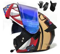 Casco Modulare Da Moto Bluetooth, Omologato ECE 2206, Doppia Visiera, Integrale Ribaltabile, Bluetooth Integrato, Unisex Per Adulti, Ideale Per Corse, Turismo E Cruiser 3,M/(57~58cm)