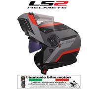 CASCO MODULARE LS2 STROBE 2 FF908 MONZA GRIGIO ROSSO DOPPIA VISIERA OMOLOG. P/J