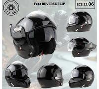 CASCO MODULARE MENTONIERA REVERSIBILE F242 NERO LUCIDO ECE 22.06 OMOLOGATO P/J