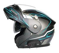 Casco Modulare Moto Bluetooth, Doppio Casco Modulare con Visiera Parasole Integrale Casco Certificato DOT Sistema di Comunicazione Interfono Integrato Radio FM Mp3 Integrato B,L59-60cm