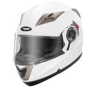 Casco Modulare Moto Integrale Scooter - YEMA E13-0510253-WM Caschi Modulari Motorino Integrali ECE Omologato Donna Uomo con Doppia Visiera Parasole, Bianco, M
