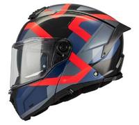 Casco Modulare Mt Helmets Fu404Sv Atom 2 Sv Dexter Grigio Blu Rosso Lucido XL