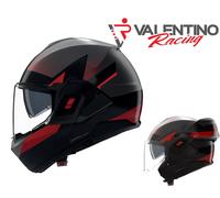 CASCO MODULARE NOLAN N 120-1 CICLONE 364 NERO OPACO/ROSSO/GRIGIO TG. M 58 cm