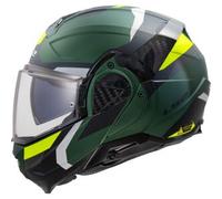 LS2 FF910 Advant II Triple, casco modulare S male Opaco Verde Scuro/Nero/Giallo Fluo