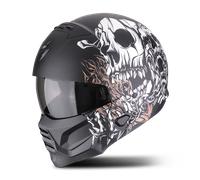 Scorpion EXO Combat II Genesis Casco Jet, nero-bianco-arancione, taglia S per maschi