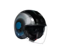 CASCO MOTO AGV JET ETERES LEVANTO BLACK SILVER BLUE VISIERA PARASOLE