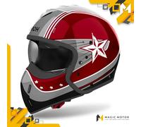 Casco Moto Airoh Modulare J 110 Command Grigio Rosso Lucido - XS