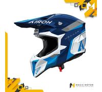 Casco Moto Airoh Off Road WRAAAP Conquer Blu Lucido - XXL