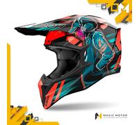 Casco Moto Airoh Off Road WRAAAP Cyber Arancione Lucido - S