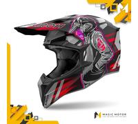 Casco Moto Airoh Off Road WRAAAP Cyber Rosso Opaco - M