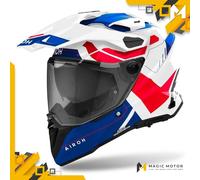 Casco Moto Airoh Touring/Adventure COMMANDER 2 Reveal Blu Rosso Lucido - M