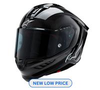 Casco moto Alpinestars Supertech R10 solido opaco e lucido nero carbonio