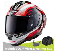 Alpinestars Supertech R10 Team Carbon Casco, nero-bianco-rosso, taglia XS per maschi