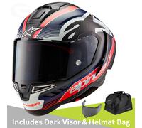 Alpinestars Supertech R10 Team Carbon Casco, nero-rosso-blu, taglia 2XL per maschi