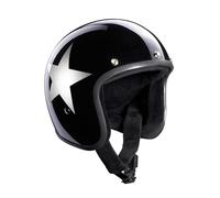 Casco Moto Aperto BANDIT Jet Star Nero Lucido Custom Biker Style Visiera Inclusa Nero Lucido Stella Aperta Casco STARB (XXL)