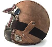 Casco Moto Aperto Casco retrò Vintage Cruiser Chopper Scooter Cafe Racer Casco Moto in Pelle 3/4 Open Face, CC02, Head circumference/61-62cm