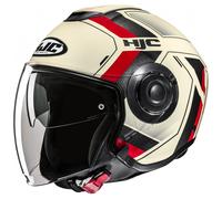 Casco moto aperto HJC i40N Velu MC1 beige-nero-rosso XL