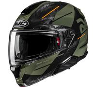 Casco moto apribile HJC RPHA 91 Blat MC7 verde kaki-nero M