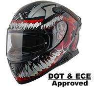 Casco moto AXOR "Apex Marvel - Venom" con visiera blu iridio trasparente ed...