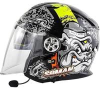 Casco Moto Bluetooth Semi-Aperto Integrato con Visiera, con Casco Jet Moto Coperto, Casco Moto per Uomo E Donna, Omologato ECE 5,L