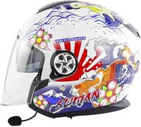 Casco Moto Bluetooth Semi-Aperto Integrato con Visiera, con Casco Jet Moto Coperto, Casco Moto per Uomo E Donna, Omologato ECE 3,L