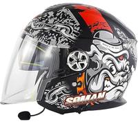 Casco Moto Bluetooth Semi-Aperto Integrato con Visiera, con Casco Jet Moto Coperto, Casco Moto per Uomo E Donna, Omologato ECE 4,L
