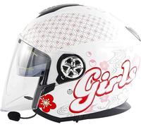 Casco Moto Bluetooth Semi-Aperto Integrato con Visiera, con Casco Jet Moto Coperto, Casco Moto per Uomo E Donna, Omologato ECE 1,L