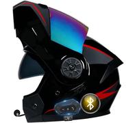 Casco Moto Casco Modulare Bluetooth, Casco da Moto Integrato Omologato ECE, Casco Modulare con Doppia Visiera, Traspirante E Confortevole, per Adulti, Donne E Uomini