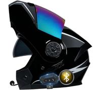 Casco Moto Casco Modulare Bluetooth, Casco da Moto Integrato Omologato ECE, Casco Modulare con Doppia Visiera, Traspirante E Confortevole, per Adulti, Donne E Uomini