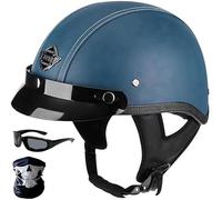 Casco Moto Con Teschi Rossi Per Uomo Donna, Casco A Scodella Per Motocicletta Cruiser Chopper Bobber, Set Con Occhiali E Maschera, Omologato ECE 22.06 Lid Retro Vintage 2,XL/(60~62cm)